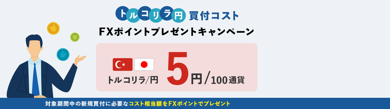 らくつむトルコリラ/円買付コスト FXポイントプレゼントキャンペーン