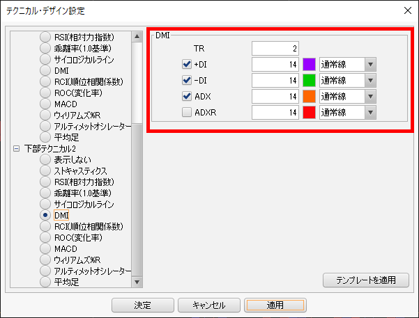 DMIのパラメーター設定値のイメージ画像