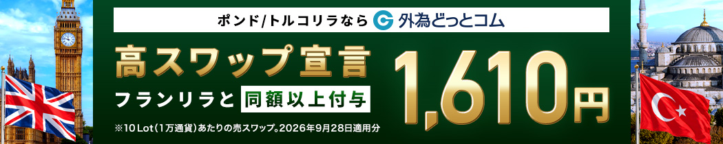 ポンドリラ高スワップ宣言！フランリラと同額以上の特別還元キャンペーン