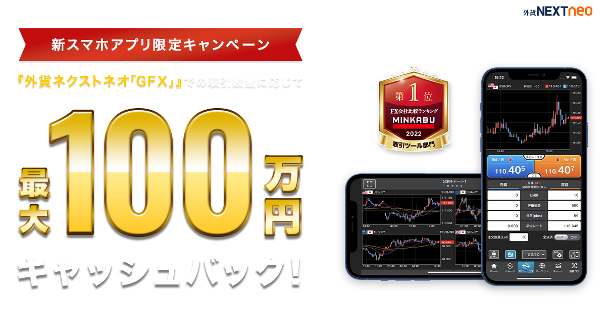 新スマホアプリリリース記念・最大100万円キャッシュバックキャンペーン