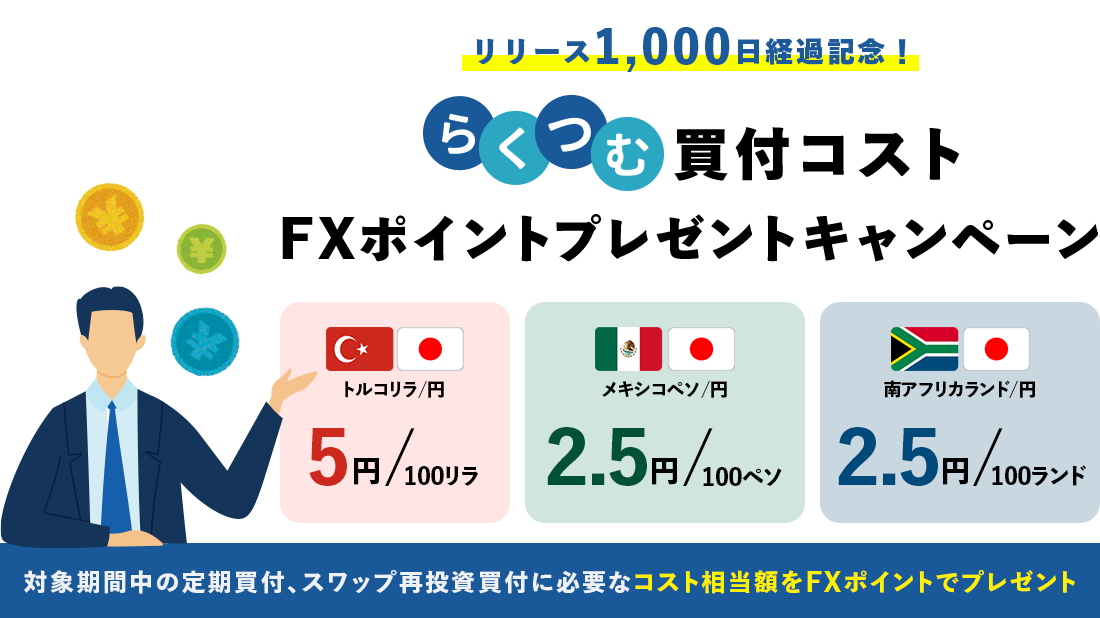 らくつむ買付コスト FXポイントプレゼントキャンペーン