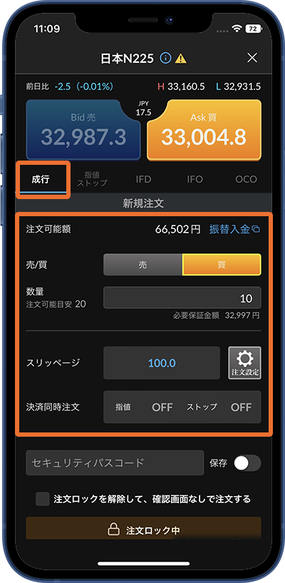 マーケット/成行注文