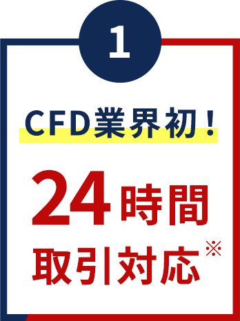CFD業界初！24時間取引対応※