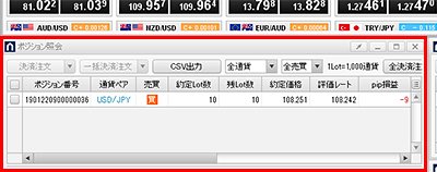 「ポジション照会」ウィンドウのイメージ画像