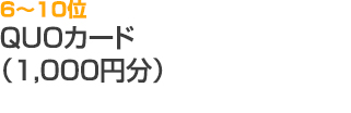 6～10位 QUOカード （1,000円分）