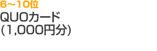 6～10位 QUOカード （1,000円分）