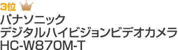 3位 パナソニック デジタルハイビジョンビデオカメラ HC-W870M-T