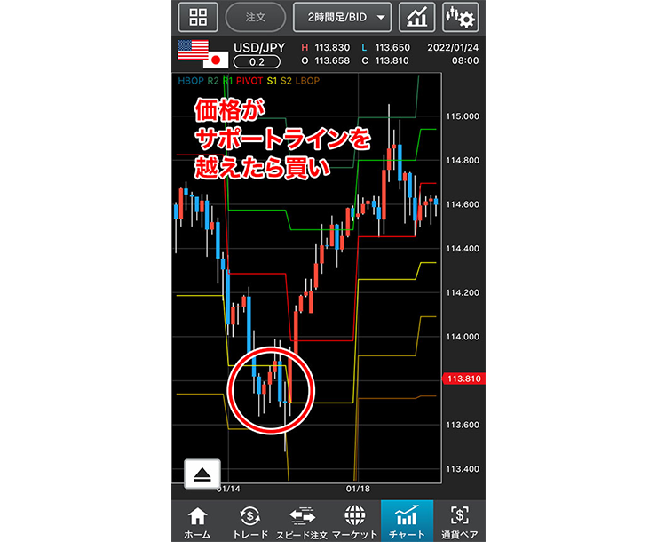 『外貨ネクストネオ「GFX」』でピボットを表示する方法のイメージ画像