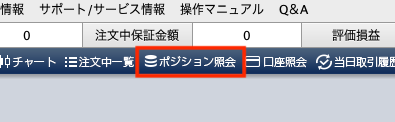 メニューからポジション照会をクリックしてポジション照会ウィンドウを表示