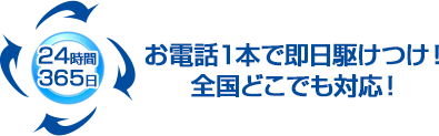 お電話1本で即日駆けつけ！全国どこでも対応！のイメージ画像